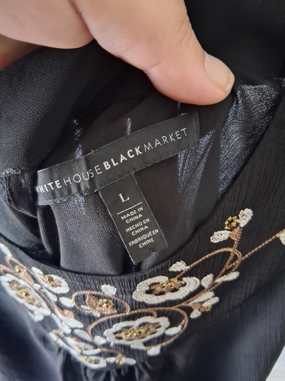 Embroidered Cold-Shoulder Blouse - Black - Picture 2 of 6